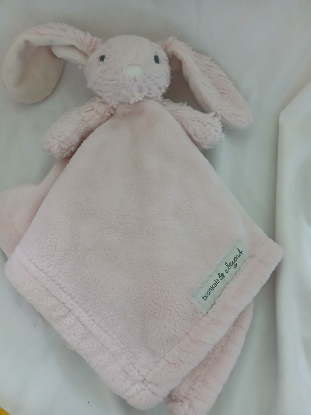 Blankets & Beyond White Bunny Rabbit Pink Security Blanket/Lovey